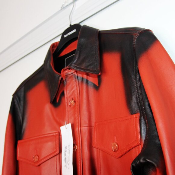 BNWT AW21 MARNI SPRAY PRINT LEATHER SHIRT JACKET 48 - Picture 5 of 13